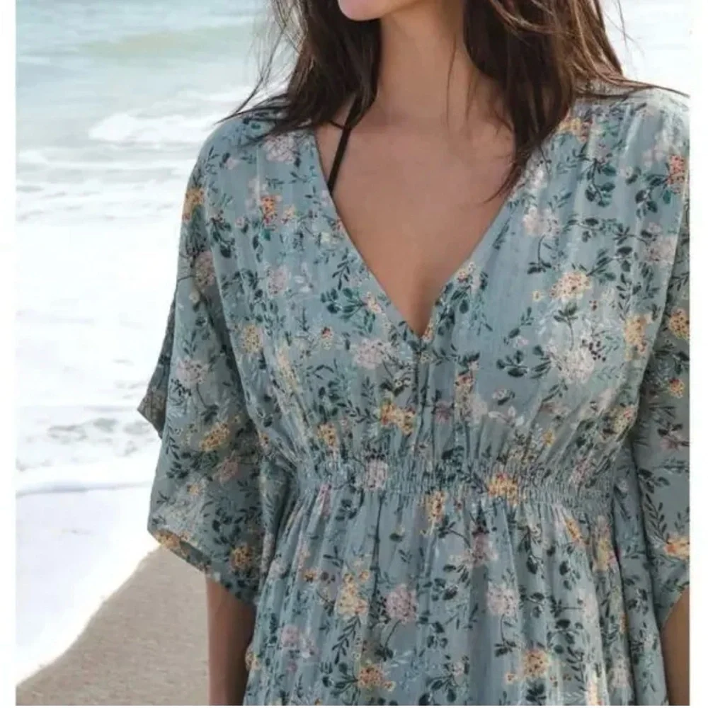 NATURAL LIFE Sanibel island caftan sage green Women’s SIZE Medium - Picture 3 of 9